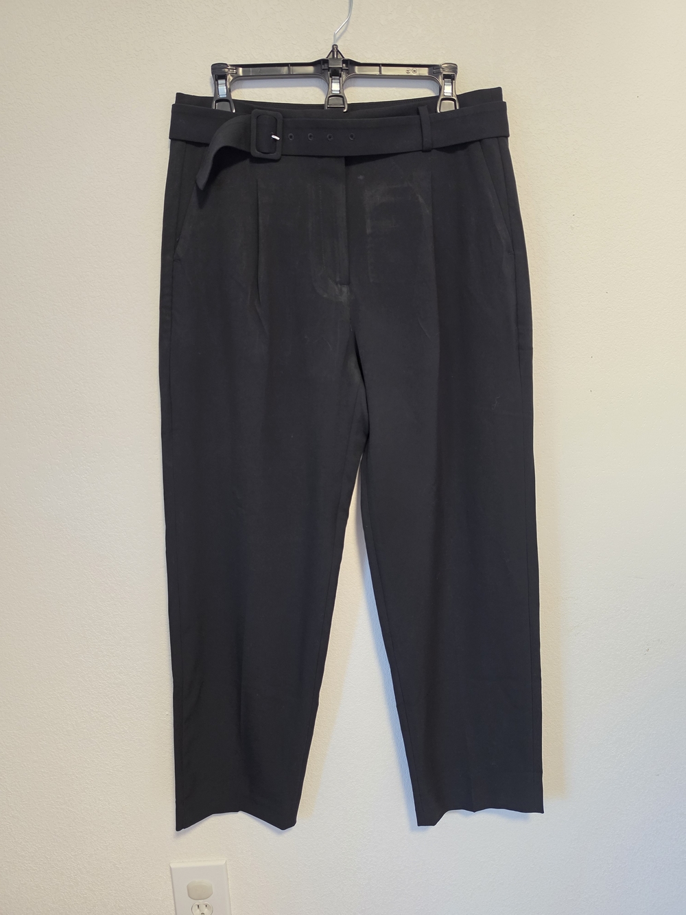 J. Crew Factory Black Straight Leg Belted Trouser Pant Women's Size 8 NWT